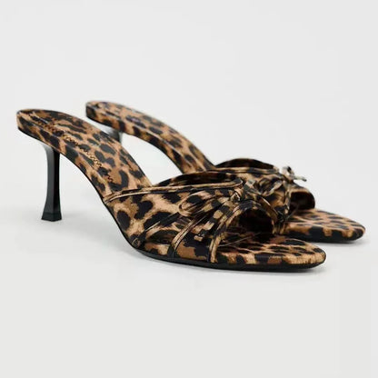 Sandali Slingback Leopardati con Tacco a Spillo | Scarpe Estive Donna