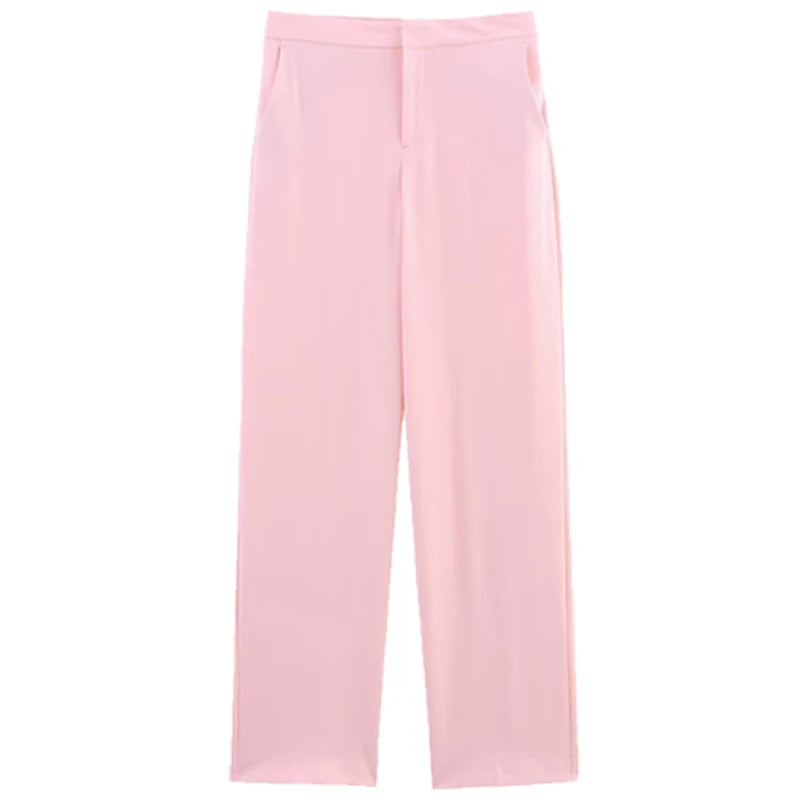 Coordinato Blazer e Pantalone Rosa Cipria con Piume