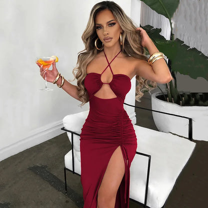 Robe élégante avec fente et découpes - Robe de soirée sexy pour femme