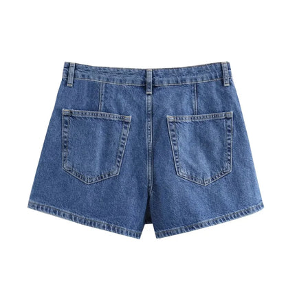 Set Coordinato Denim Donna: Camicia Crop e Minigonna Blu