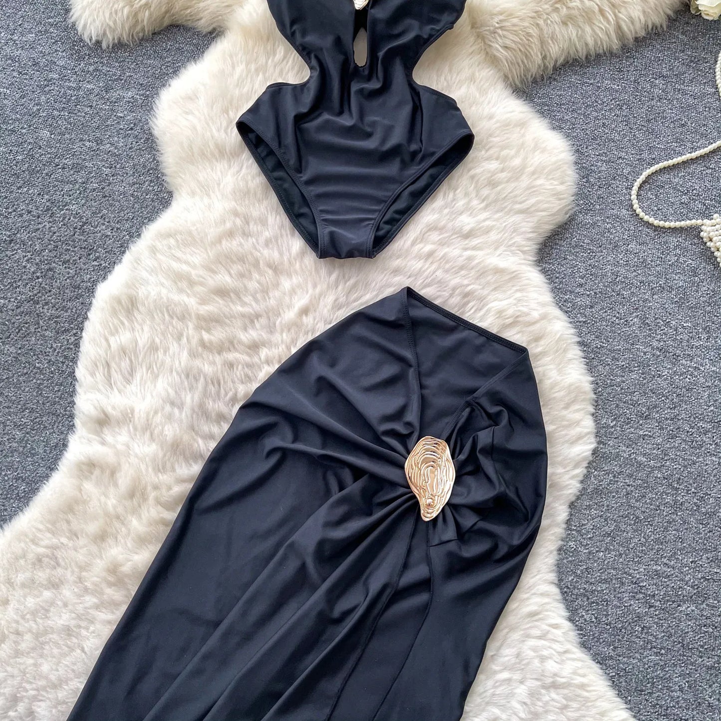 Set 2 Pezzi Mare | Romper Halter + Gonna Lunga con Spacco