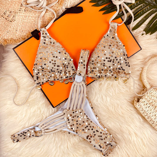 Bikini Luxury Glitter con Dettaglio Gioiello