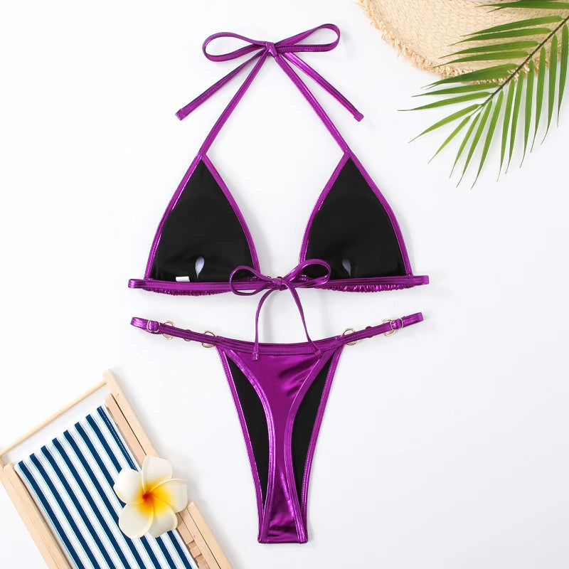 Bikini Triangolo Tinta Unita | Costume da Bagno Brasiliano Sexy