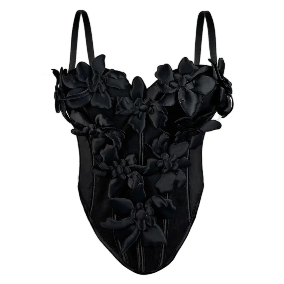 Body Corsetto Nero con Strass e Brillantini