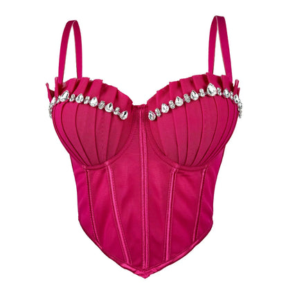 Body Corsetto Nero con Strass e Brillantini