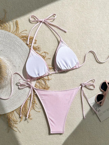 Bikini a Triangolo "Ocean Pearl" con Conchiglie e Perline
