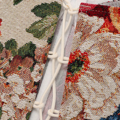 Top Corsetto Floreale con Stringhe Posteriori