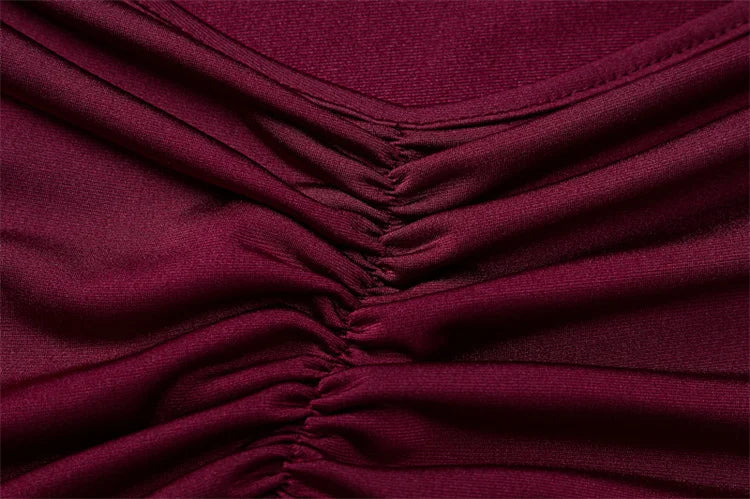 Abito Lungo bordeaux Scollo a V schiena scoperta