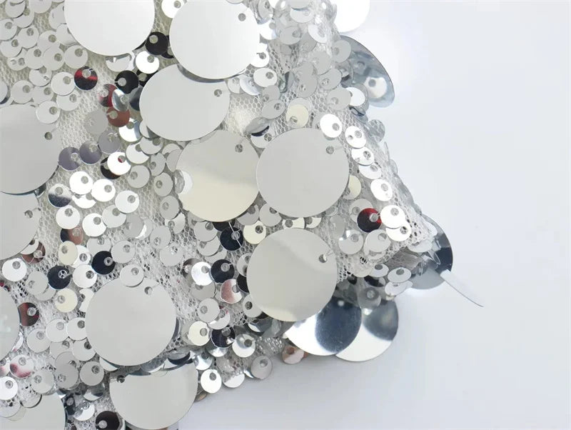 Minigonna di Paillettes a Vita Alta Donna