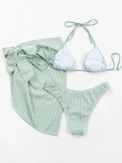 Set Mare 3 Pezzi | Bikini Brasiliano con Copricostume Coordinato