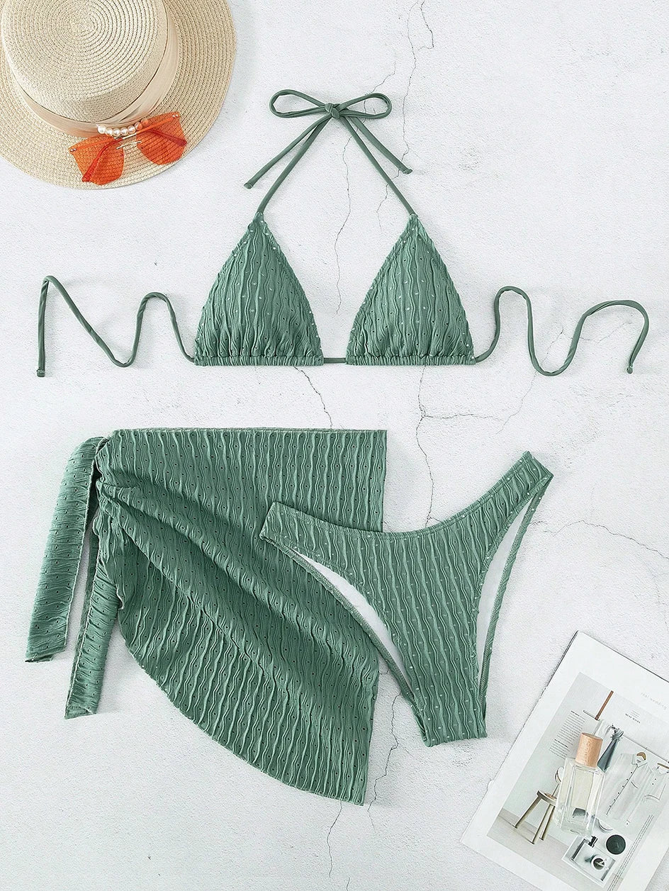 Set Mare 3 Pezzi | Bikini Brasiliano con Copricostume Coordinato