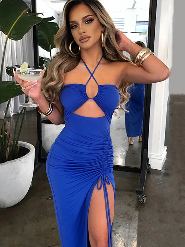 Robe élégante avec fente et découpes - Robe de soirée sexy pour femme