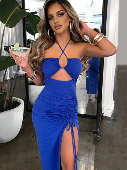 Robe élégante avec fente et découpes - Robe de soirée sexy pour femme