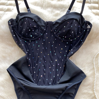 Body Monokini "Crystal Corset" Effetto Modellante con Strass