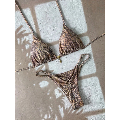 Bikini a Triangolo con Stampa Etnica Colorata