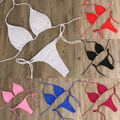 Bikini a Triangolo in Tessuto a Costine