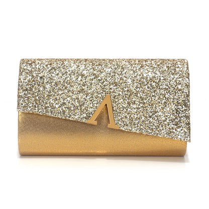 Borsa Clutch Rigida Glitter con Chiusura Geometrica