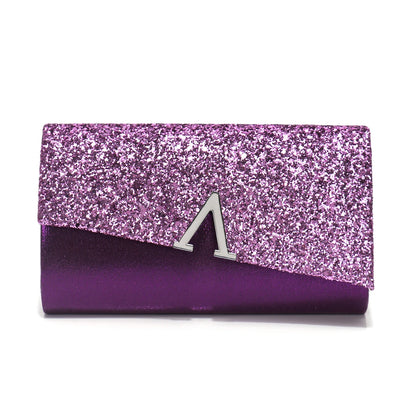 Borsa Clutch Rigida Glitter con Chiusura Geometrica