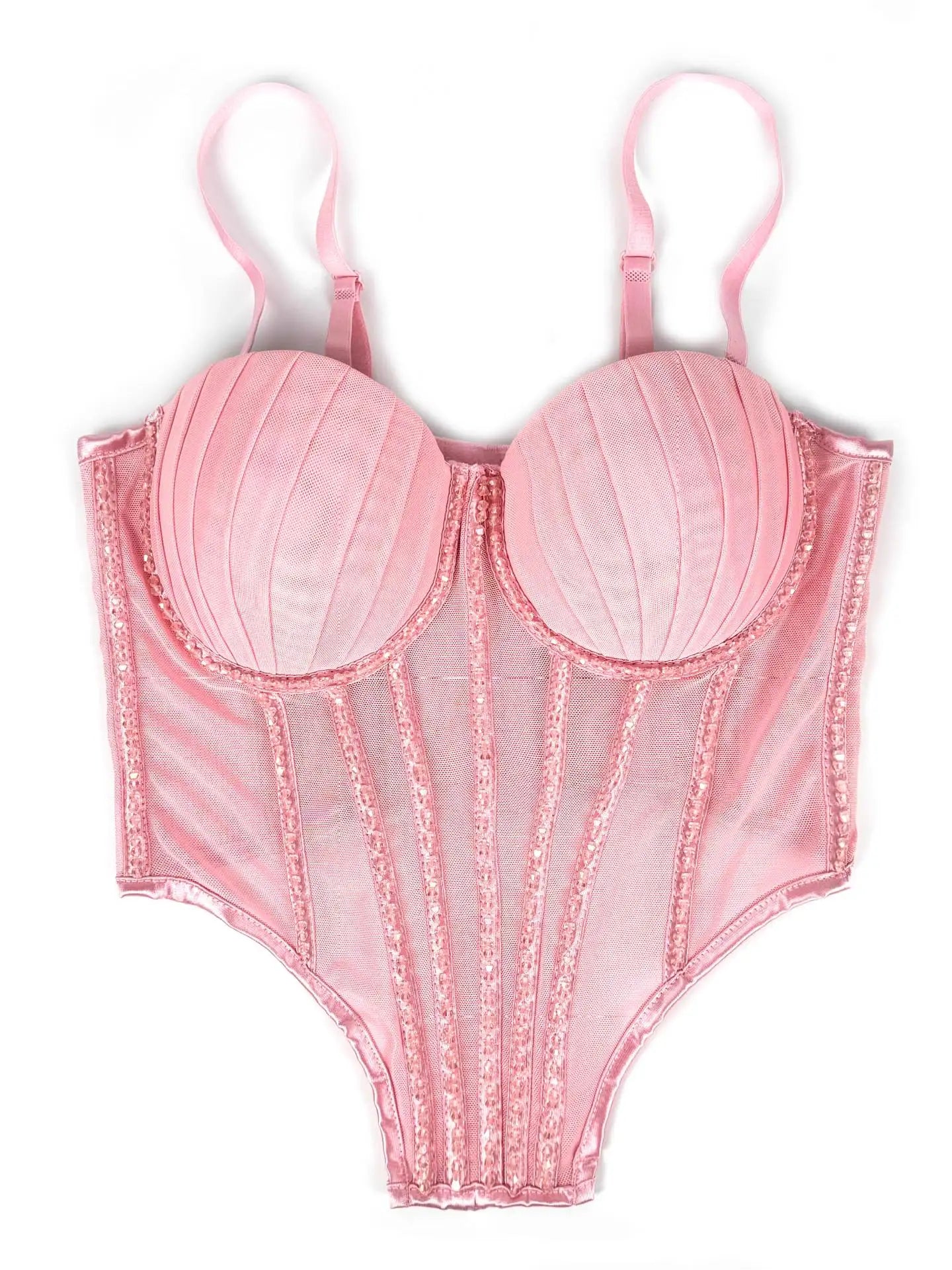 Body Corsetto Nero con Strass e Brillantini