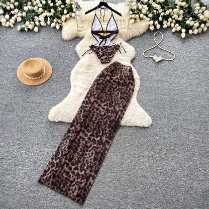 Set 2 Pezzi Mare | Costume Leopardato + Gonna con Spacco