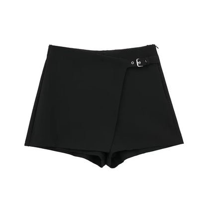 Gonna Pantalone a Vita Alta con Fibbia Laterale