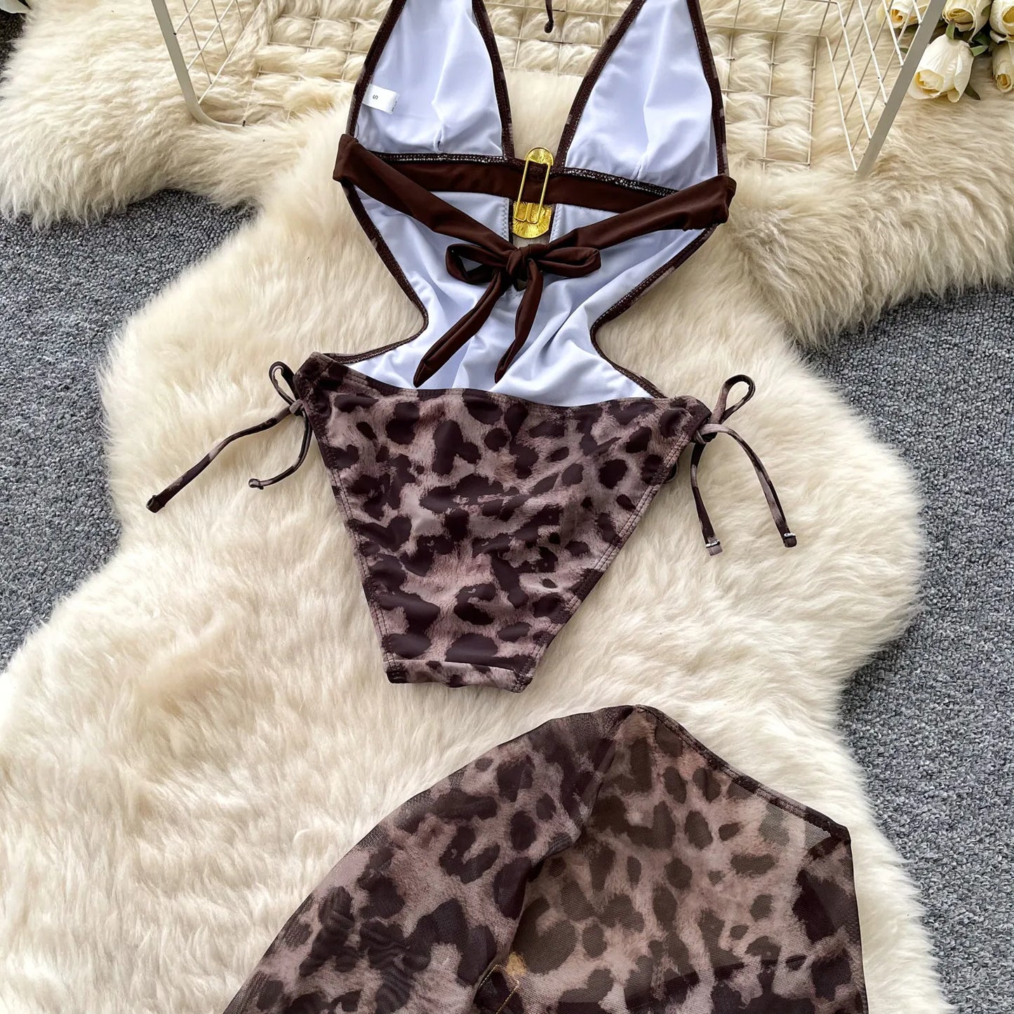Set 2 Pezzi Mare | Costume Leopardato + Gonna con Spacco