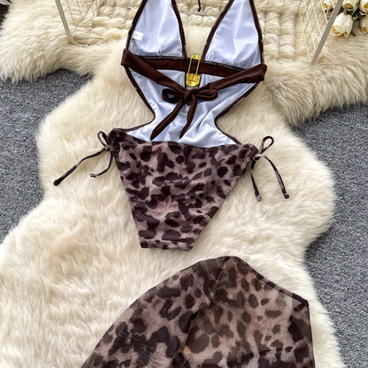 Set 2 Pezzi Mare | Costume Leopardato + Gonna con Spacco