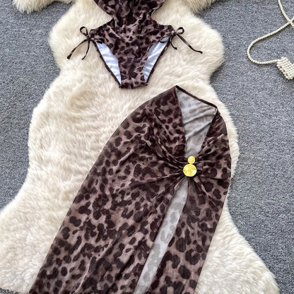 Set 2 Pezzi Mare | Costume Leopardato + Gonna con Spacco