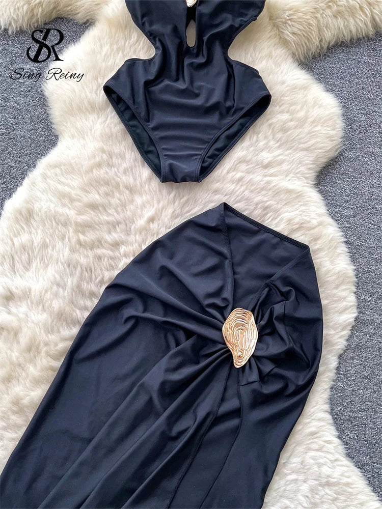 Set 2 Pezzi Mare | Romper Halter + Gonna Lunga con Spacco