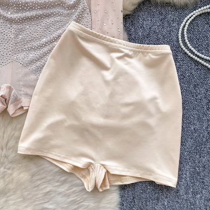 Set Coordinato Top a Maniche Lunghe e Shorts con Strass e Brillantini