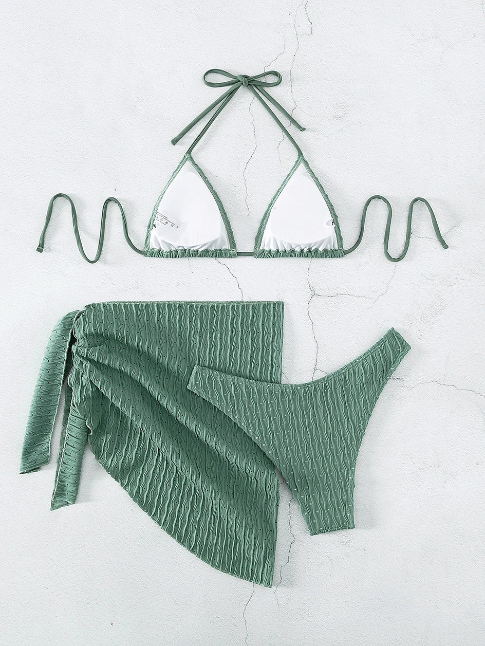 Set Mare 3 Pezzi | Bikini Brasiliano con Copricostume Coordinato