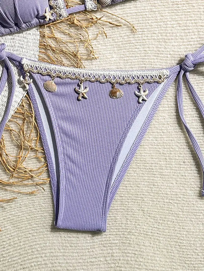 Bikini a Triangolo "Ocean Pearl" con Conchiglie e Perline
