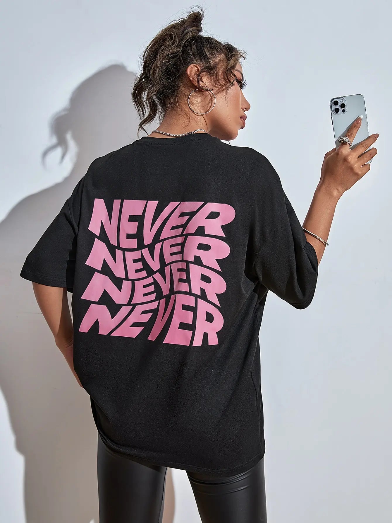 T-shirt Oversize Donna "NEVER"