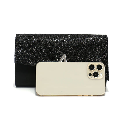 Borsa Clutch Rigida Glitter con Chiusura Geometrica