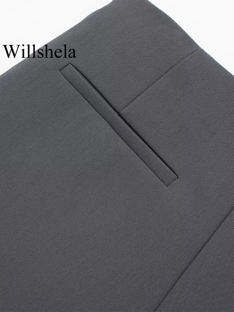 Gonna Pantalone a Vita Alta con Fibbia Laterale