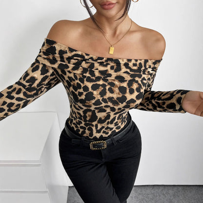Maglia Leopardata Donna Scollo a Barchetta