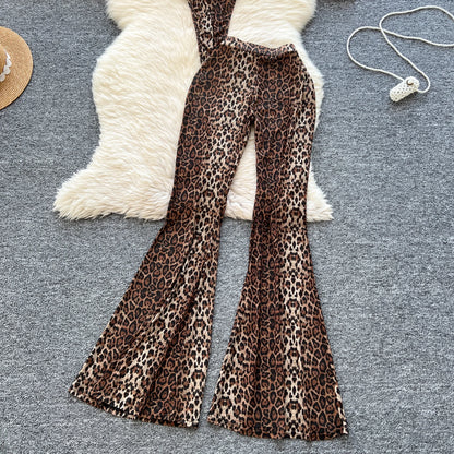 Completo Coordinato Leopardato: Top a Canotta e Pantaloni a Zampa