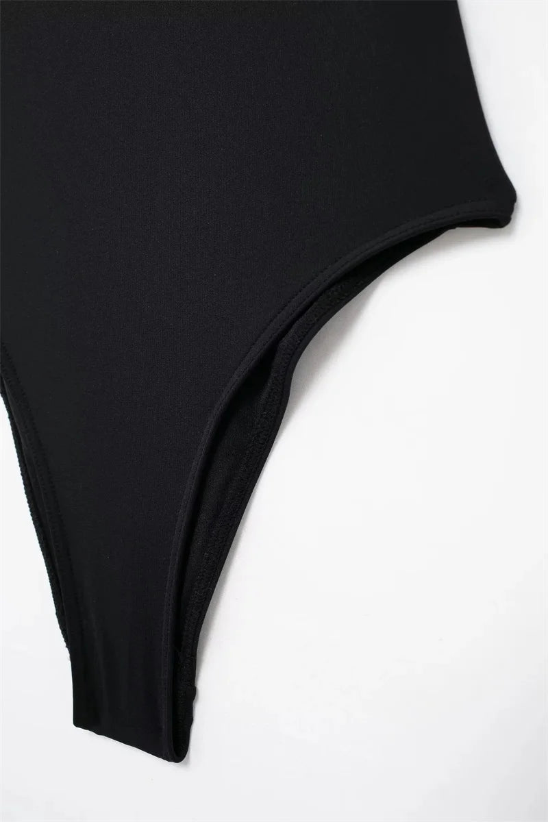 Body Donna a Fascia Nero con Dettaglio Gioiello