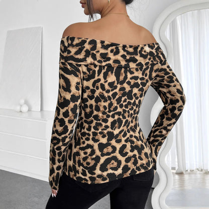 Maglia Leopardata Donna Scollo a Barchetta