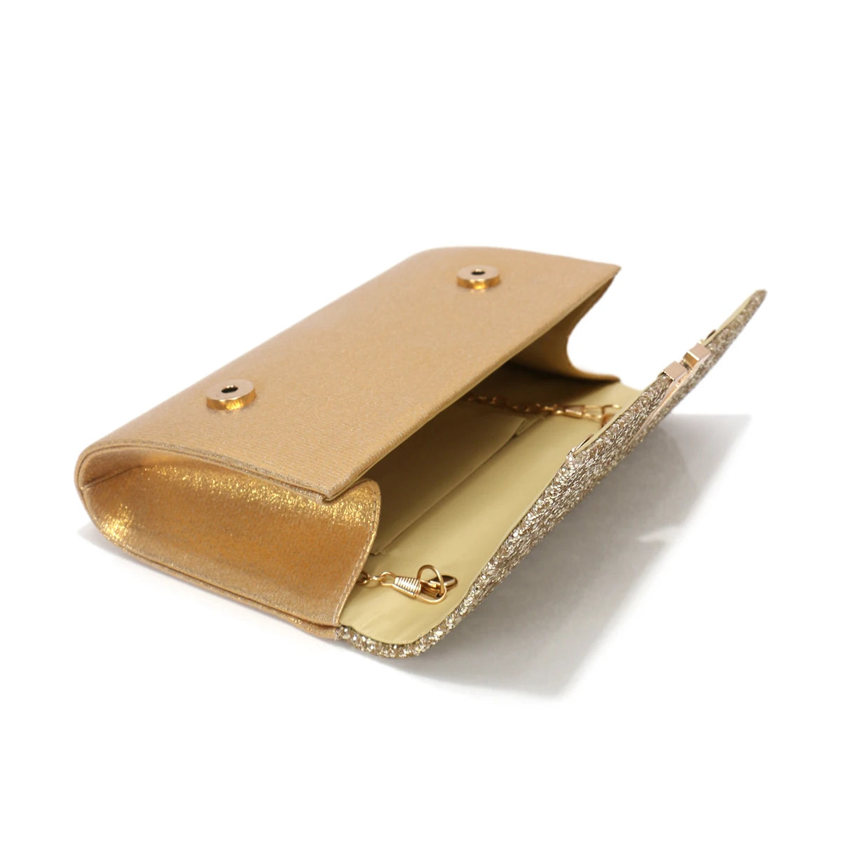 Borsa Clutch Rigida Glitter con Chiusura Geometrica