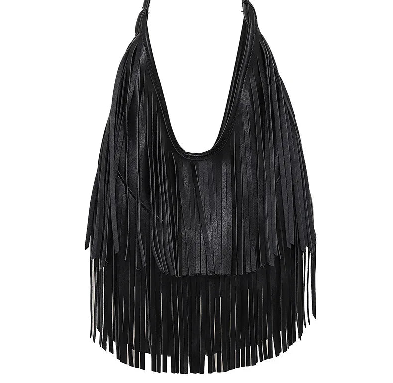 Borsa a Tracolla con Frange in Stile Boho-Chic
