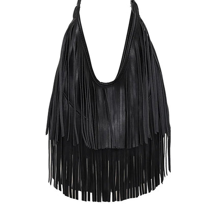 Borsa a Tracolla con Frange in Stile Boho-Chic