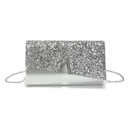 Borsa Clutch Rigida Glitter con Chiusura Geometrica