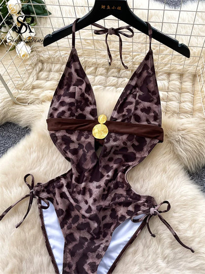 Set 2 Pezzi Mare | Costume Leopardato + Gonna con Spacco