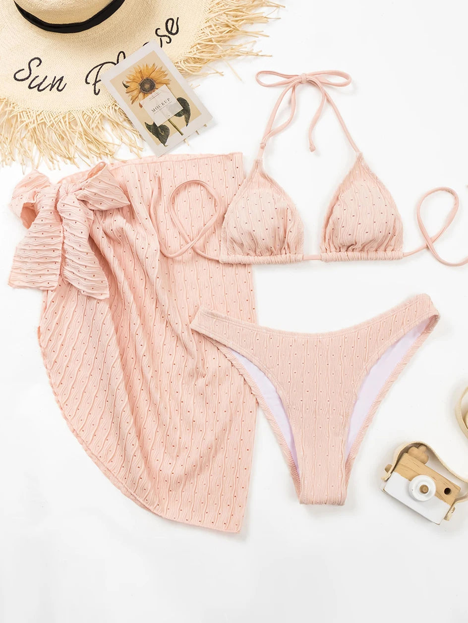 Set Mare 3 Pezzi | Bikini Brasiliano con Copricostume Coordinato