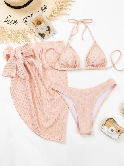 Set Mare 3 Pezzi | Bikini Brasiliano con Copricostume Coordinato