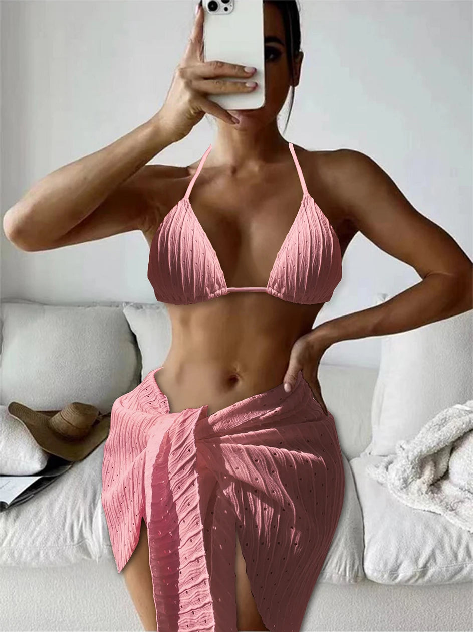 Set Mare 3 Pezzi | Bikini Brasiliano con Copricostume Coordinato