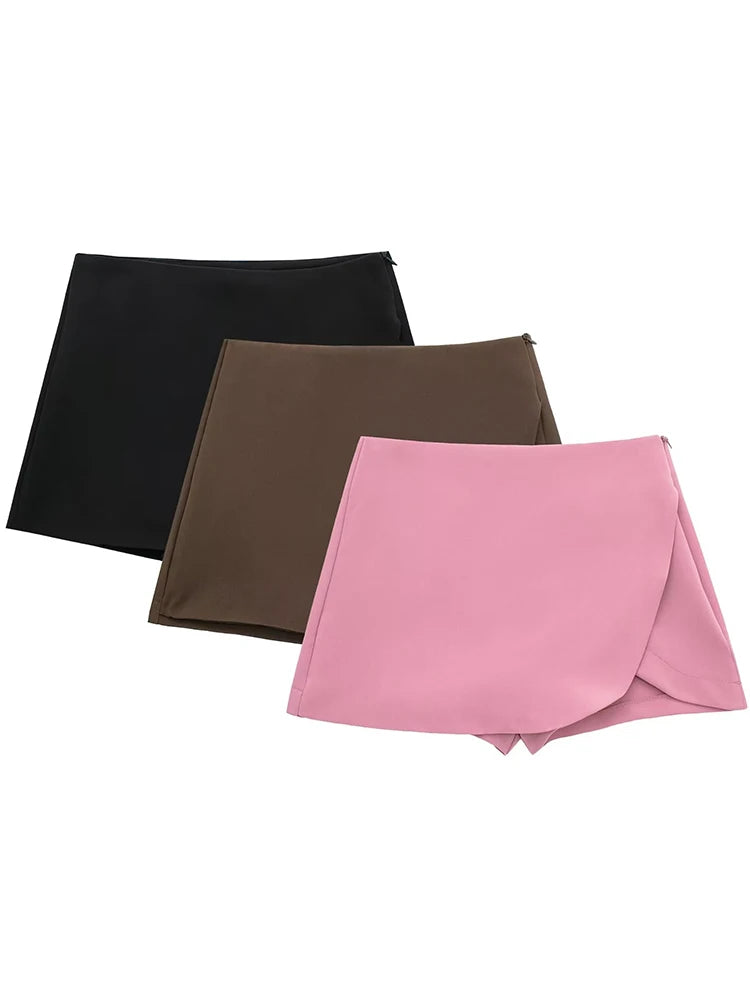 Gonna Pantalone a Vita Alta con Zip Laterale