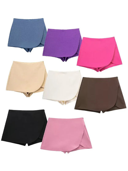 Gonna Pantalone a Vita Alta con Zip Laterale