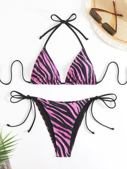 Costume da Bagno a Righe a Triangolo | Bikini Brasiliano Sexy